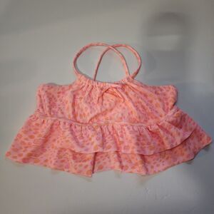 Target Bikini Top Girls 12 Peach Orange Cheetah Print Tiered Swim Top